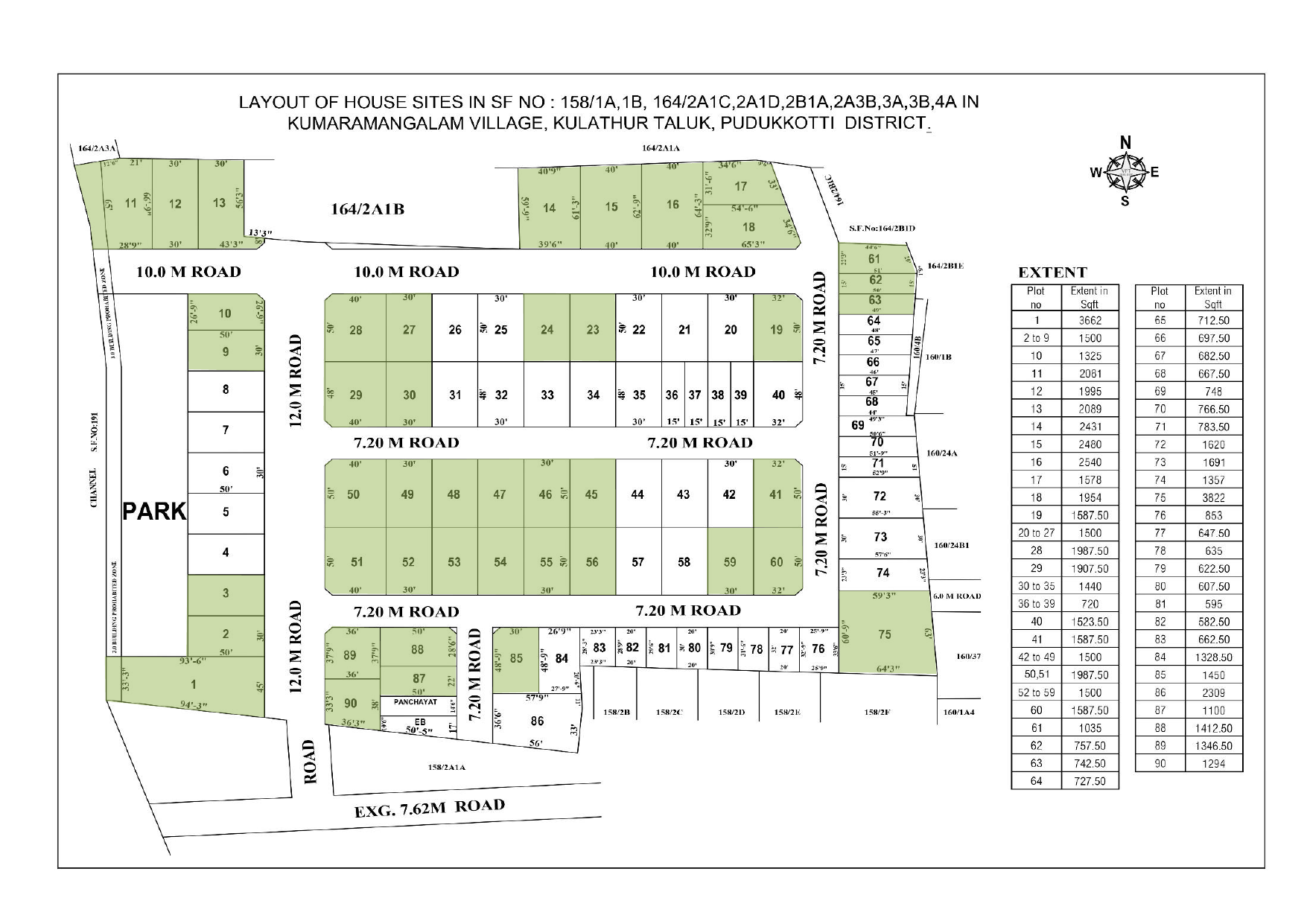 Approved layout plan of Haritha showing 90 plots, park, internal roads and plot extents